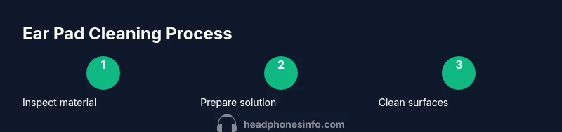 Infographic showing steps to clean headphone ear pads