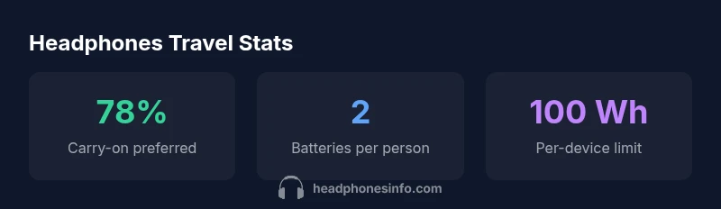 infographic showing headphones travel rules and battery limits