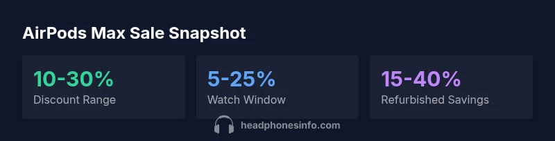 AirPods Max sale infographic showing discount ranges and savings