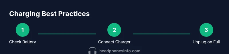 infographic showing a step-by-step headphone charging process