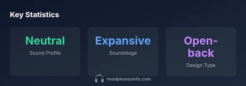 Infographic showing neutral sound, expansive soundstage, and open-back design