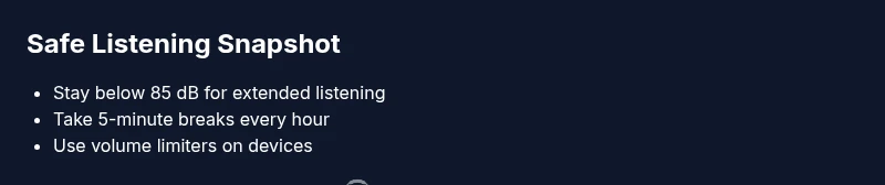 Infographic showing safe listening guidelines