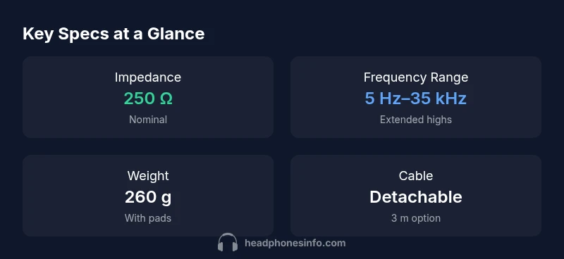 Infographic showing DT990 Pro specs