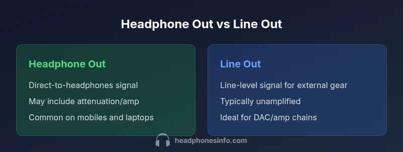 Visual infographic comparing headphone out vs line out