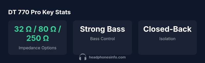 Infographic showing DT 770 Pro specs and use cases