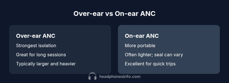Comparison infographic of Over-ear vs On-ear ANC headphones