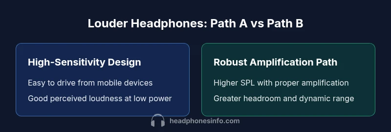 Comparison infographic showing high-sensitivity vs amplified headphones