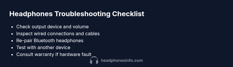 Checklist infographic for troubleshooting headphones