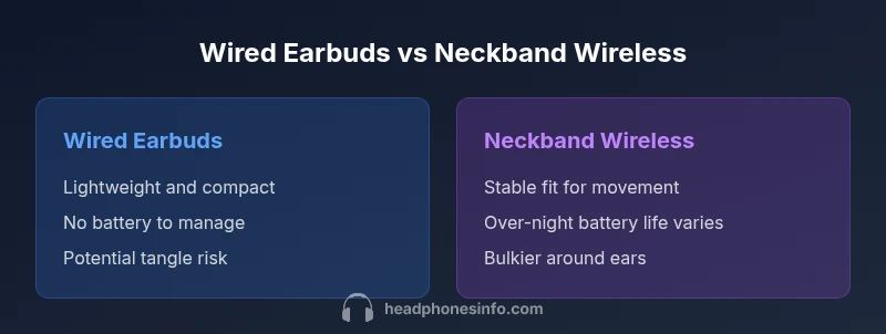 Comparison infographic between wired earbuds and neckband wireless sleep headphones