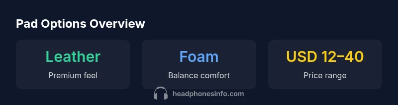 Infographic showing pad materials, comfort, and price range for Bose ear pads