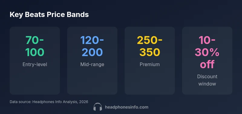 Infographic showing Beats price bands by model tier and promotions