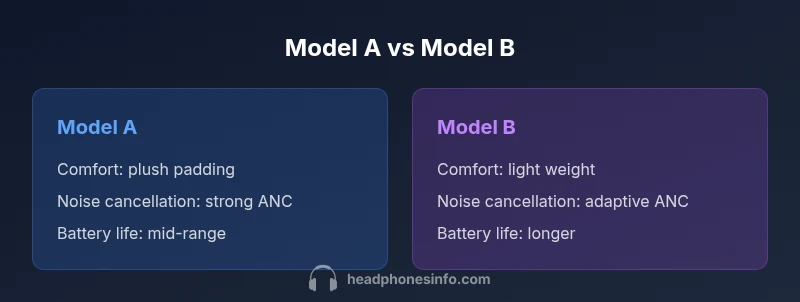 Comparison infographic of sensory headphones models A and B