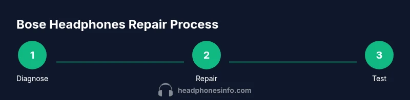 Tailwind-infused infographic showing 3-step Bose headphones repair process