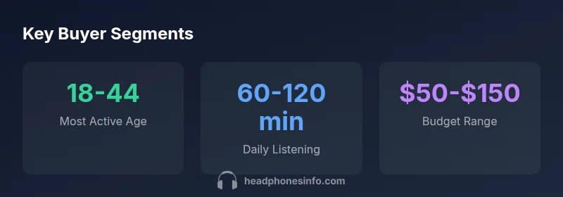 Infographic showing buyer segments and typical budgets for headphones