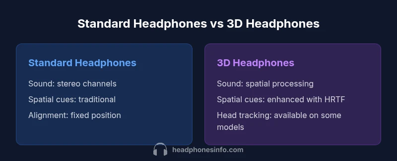 Comparison infographic: standard vs 3D headphones