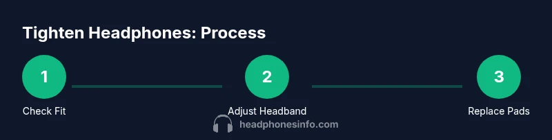 Infographic showing a 3-step process to tighten headphone fit