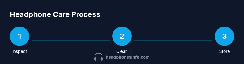 Infographic showing step-by-step headphone care
