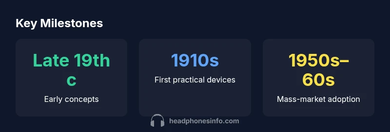 Timeline infographic showing headphone invention milestones