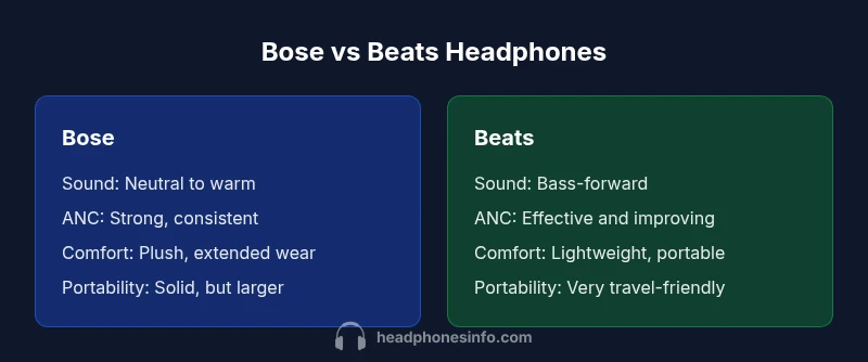 Comparison chart of Bose vs Beats headphones