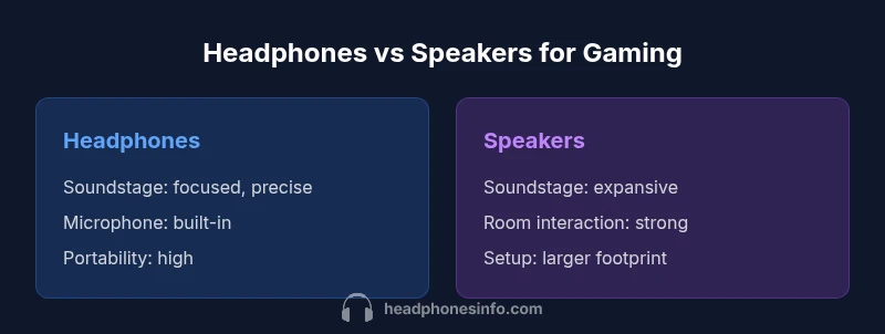 Comparison infographic: headphones vs gaming speakers