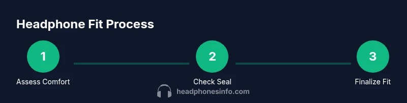 Tailwind CSS infographic showing a 3-step headphone fit process