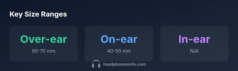 Infographic showing JBL headphone size ranges across over-ear, on-ear, and in-ear categories