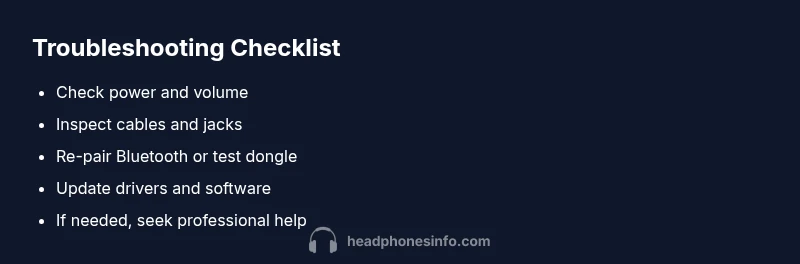 Checklist infographic for headphone troubleshooting