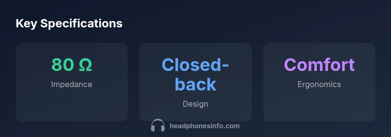 Infographic showing DT 770 Pro 80 Ohm specs at a glance